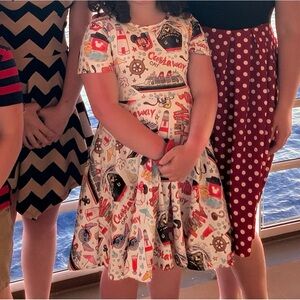 Disney cruise line dress sold as 4XL, fit my 9y/o size 8/10 perfectly.